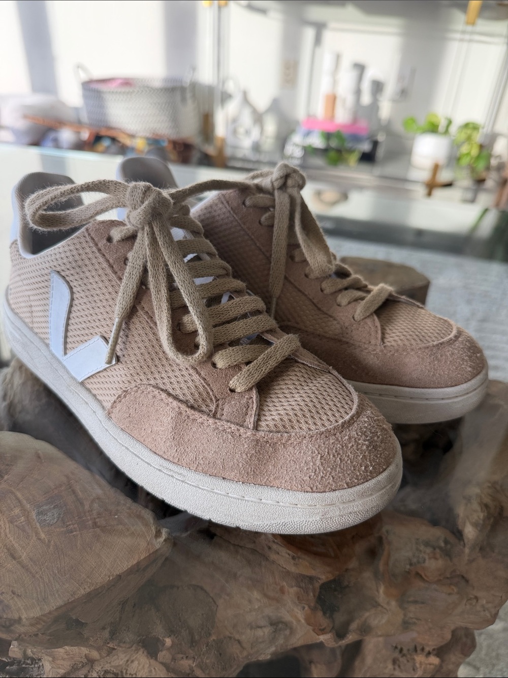 Veja Women’s Sneakers in Light Taupe with White V Logo